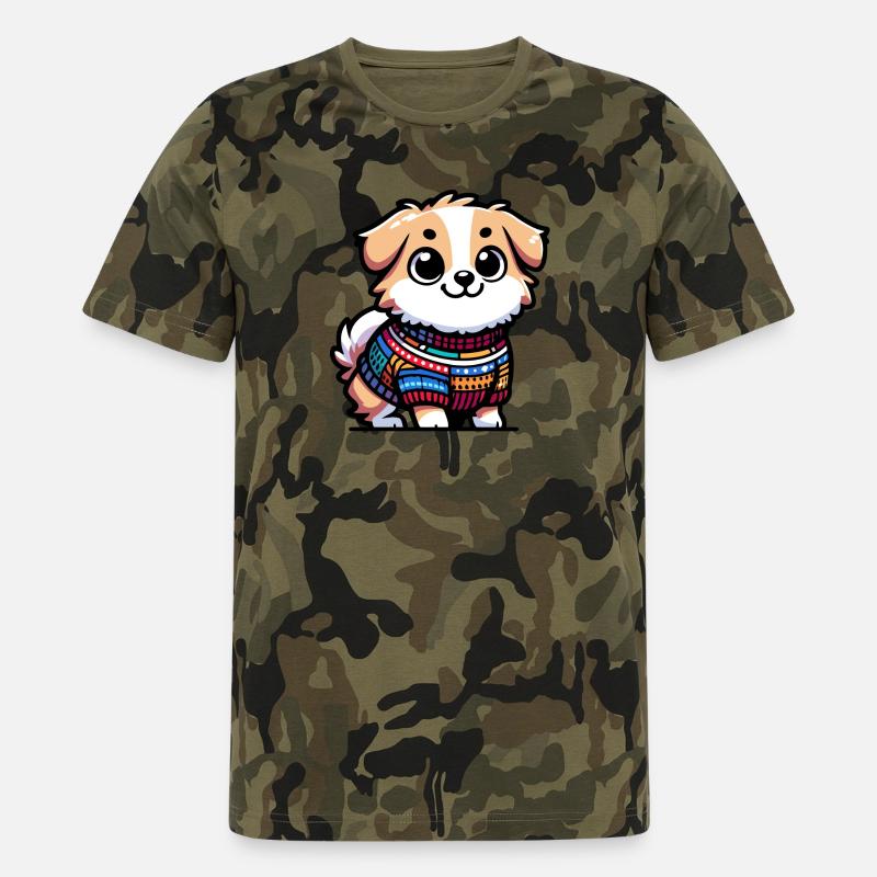 Snug Pup: Der Pullover tragende Hund - Männer Camo T-Shirt - Grün camouflage