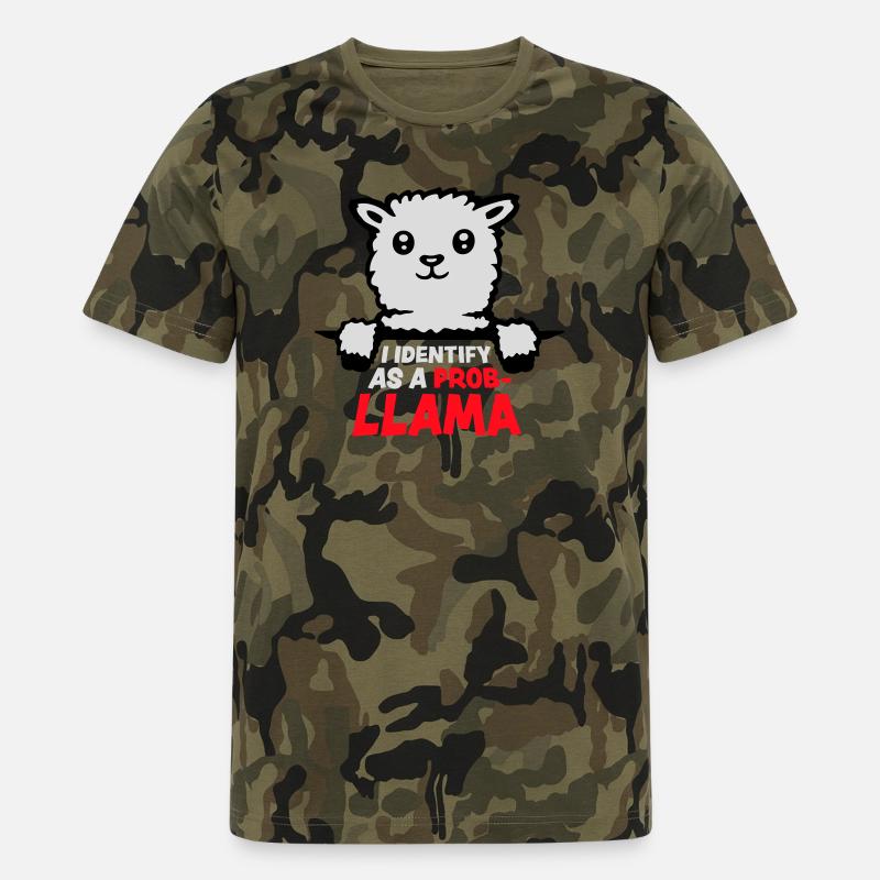 Jeg identificerer mig som en Probllama Cool Lama Problem Spruch - Camouflage-T-shirt til mænd - camouflage