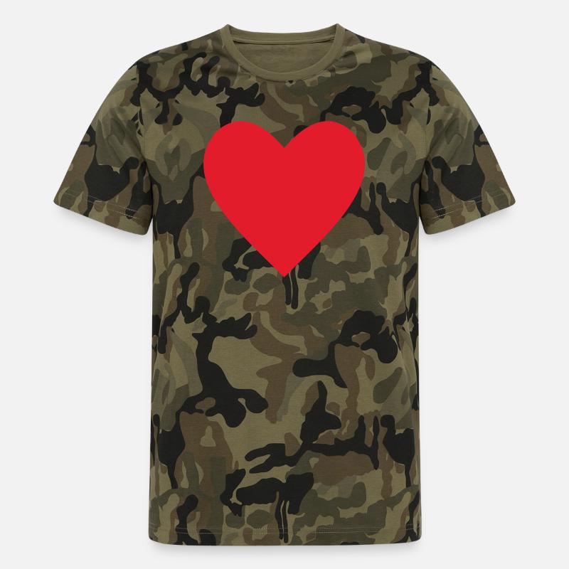 Cuore Rosso - Maglietta mimetica da uomo - verde mimetico