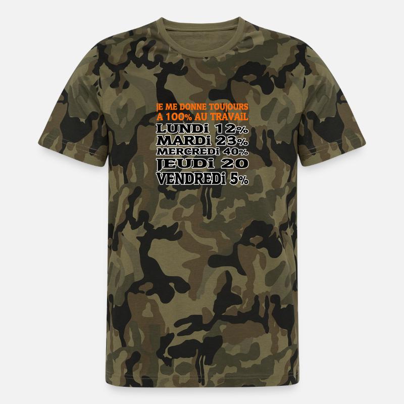 100% Arbeits - Männer Camo T-Shirt - Grün camouflage