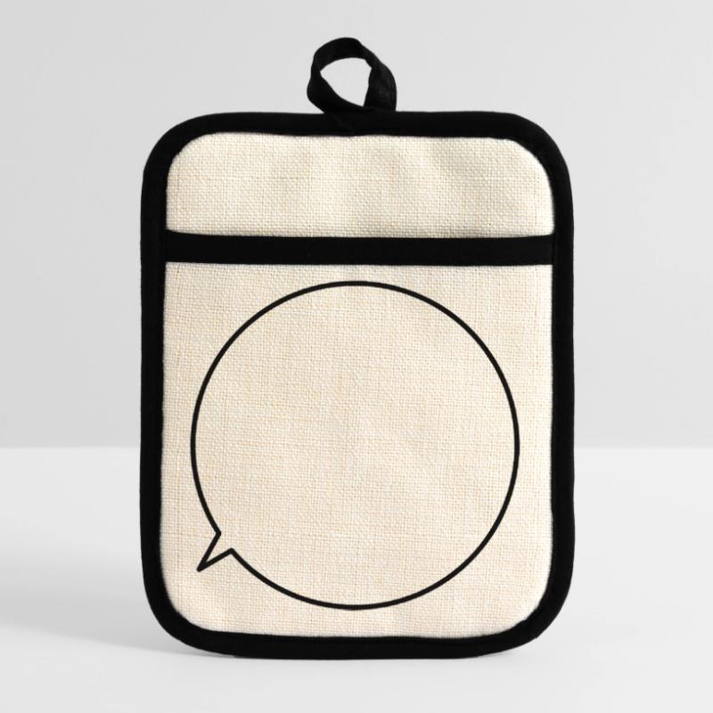 Speech bubble request text customizable Pot holders with rubber back