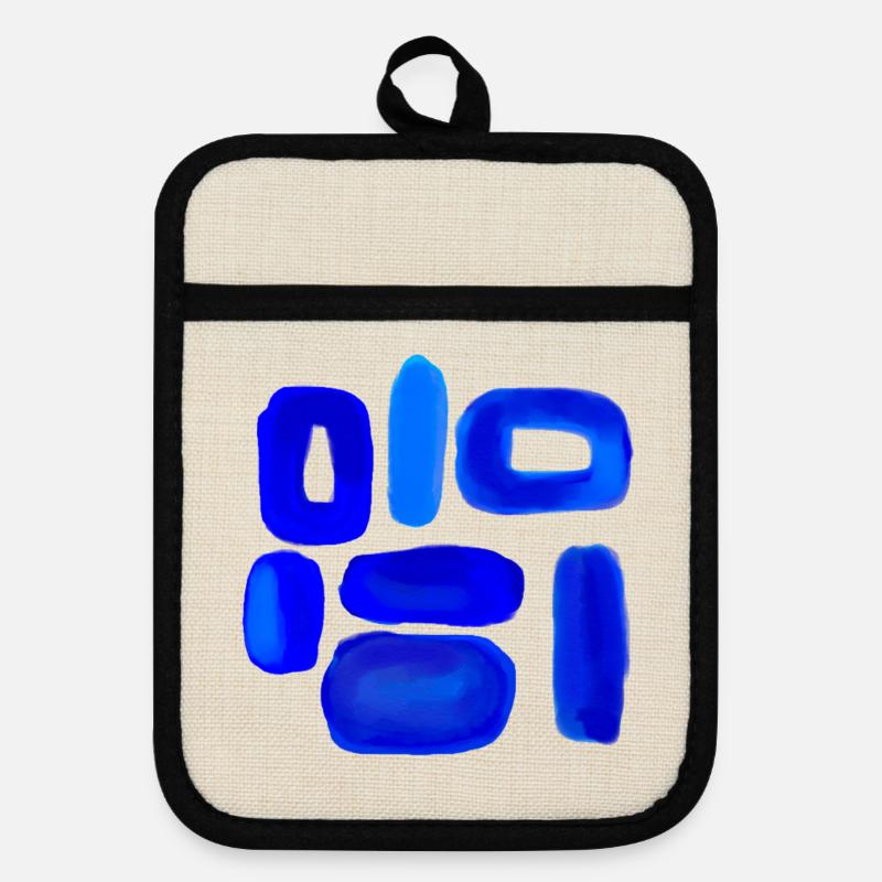 Blue Sky Abstract Design - Pot holders with rubber back - linen/black 