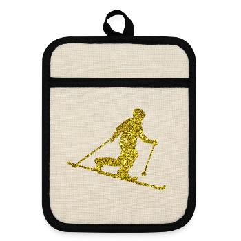 Gold Telemark - Topflappen mit Gummirückseite - Leinen/Schwarz  - Vorne