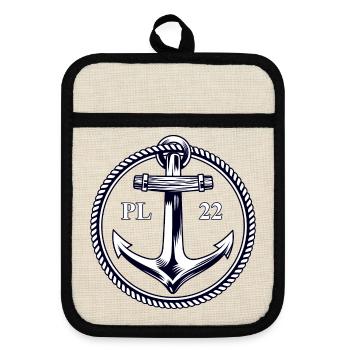 PL22 Marine Anchor - Pot holders with rubber back - linen/black  - Front