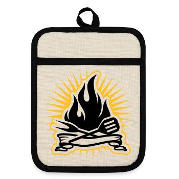 Accessoires de grillades et flammes de grillades - Maniques avec dos en caoutchouc - lin/noir  - Devant