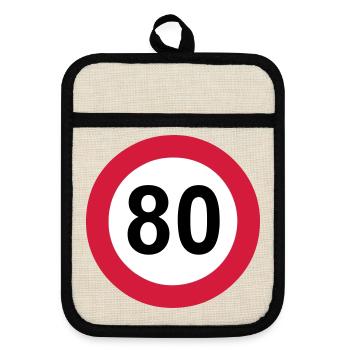 80e anniversaire , 80 ans , Panneau de signalisation 80 (25) - Maniques avec dos en caoutchouc - lin/noir  - Devant