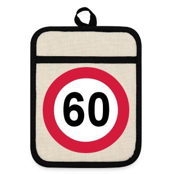 60.Anniversaire , 60 ans , Panneau de signalisation (25) - Maniques avec dos en caoutchouc - lin/noir  - Devant