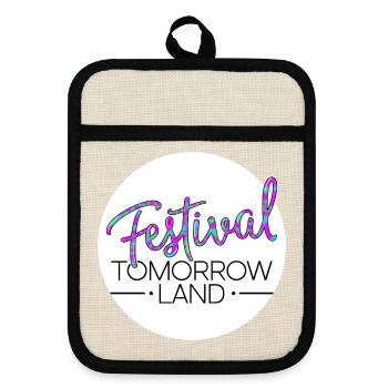 Tomorrowland Festival - Pot holders with rubber back - linen/black  - Front