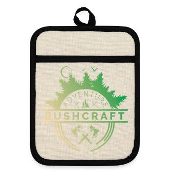 Logo Bushcraft Suvival Symbole Icône Aventure - Maniques avec dos en caoutchouc - lin/noir  - Devant