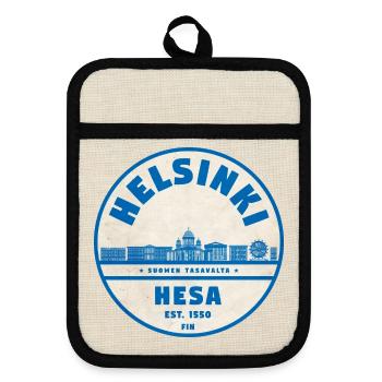 Emblème de la ligne d’horizon d’Helsinki 1550 - Maniques avec dos en caoutchouc - lin/noir  - Devant