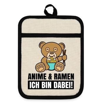 Cool Anime Manga Statement Zeichentrick Popkultur - Topflappen mit Gummirückseite - Leinen/Schwarz  - Vorne