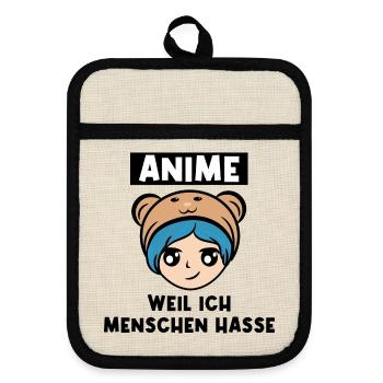 Zeichentrick Popkultur Statement Manga Anime Cool - Topflappen mit Gummirückseite - Leinen/Schwarz  - Vorne