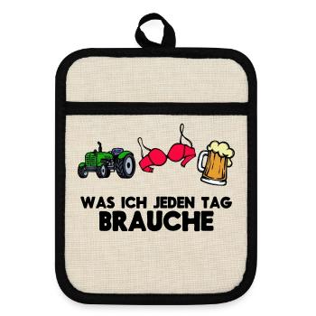 Traktor Landleben Kraftfahrzeug Statement Fahrzeug - Topflappen mit Gummirückseite - Leinen/Schwarz  - Vorne