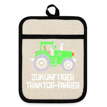 Landleben Fahrzeug Landwirt Traktor Statement - Topflappen mit Gummirückseite - Leinen/Schwarz  - Vorne