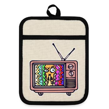 TV Nuit Streaming Cinéma Films Télévision - Maniques avec dos en caoutchouc - lin/noir  - Devant
