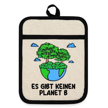 Erde Statement Planet Baum Naturschutz Natur - Topflappen mit Gummirückseite - Leinen/Schwarz  - Vorne