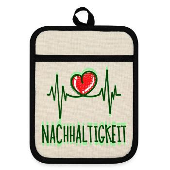 Umwelt Nachhaltigkeit Spruch Erde Naturschutz Herz - Topflappen mit Gummirückseite - Leinen/Schwarz  - Vorne