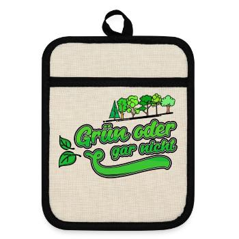 Umweltschutz Erde Natur Baum Statement Naturschutz - Topflappen mit Gummirückseite - Leinen/Schwarz  - Vorne
