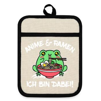 Japan Statement Anime Manga Ramen Zeichentrick - Topflappen mit Gummirückseite - Leinen/Schwarz  - Vorne