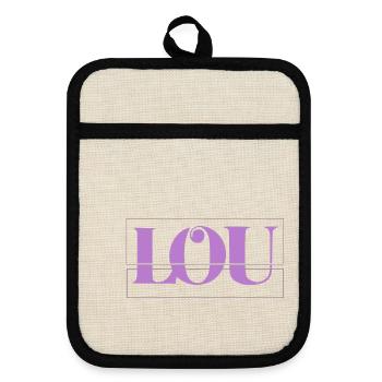 Lou - Topflappen mit Gummirückseite - Leinen/Schwarz  - Vorne