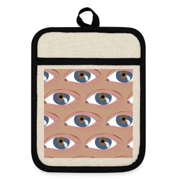 Eyes lined up - Pot holders with rubber back - linen/black  - Front