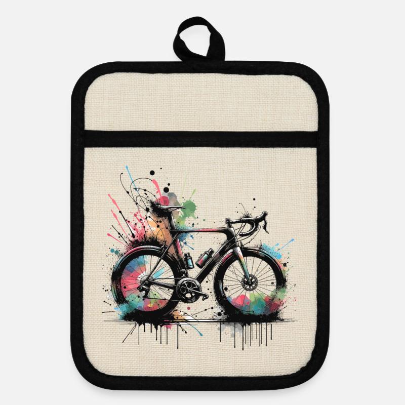 Bicycle Spray Paints Splash - Pot holders with rubber back - linen/black
