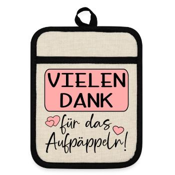 GUTE BESSERUNG - AUFPÄPPELN - Topflappen mit Gummirückseite - Leinen/Schwarz  - Vorne