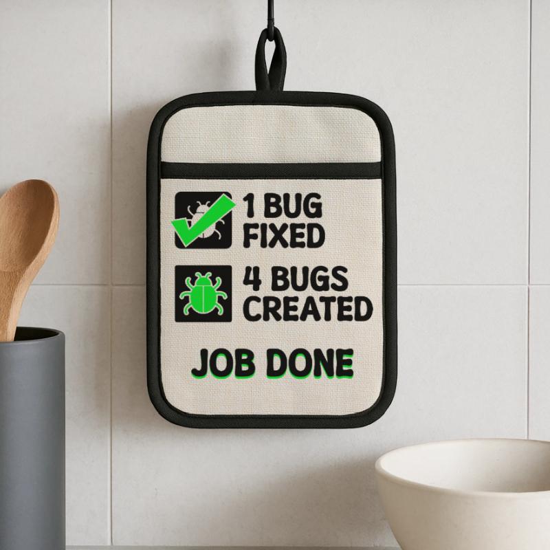 Programmierer Developer Bugfixing Bugs Skripting Topflappen mit Gummirückseite