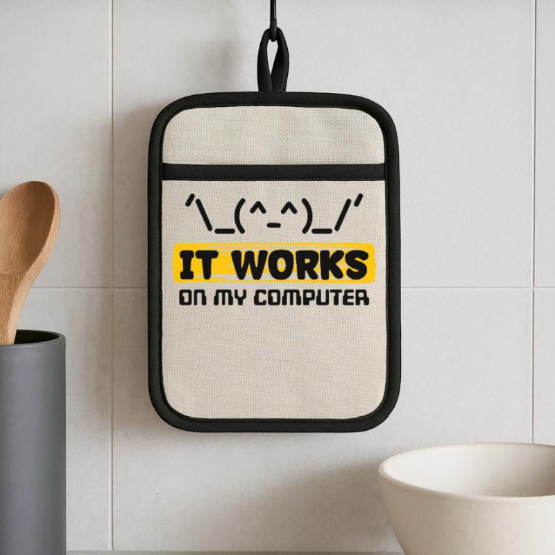 Coden Skripting Computerfreak Developer Statement Topflappen mit Gummirückseite