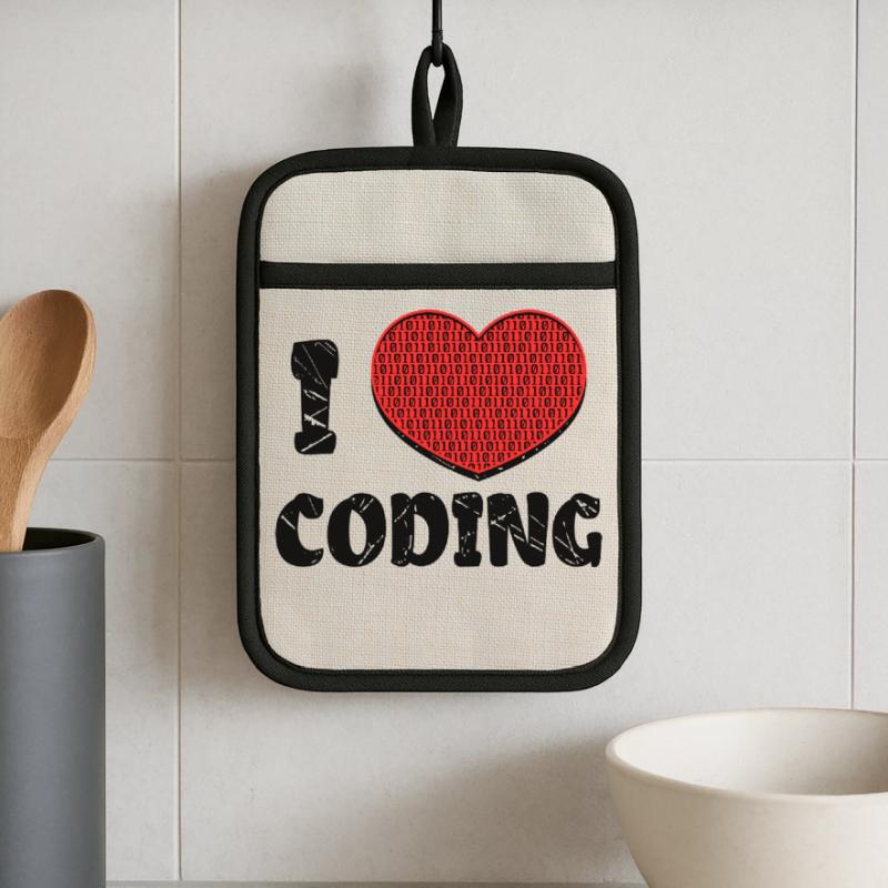 Code Developer Scripting Debug Heart Statement Pot holders with rubber back