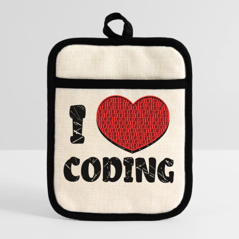 Code Developer Scripting Debug Heart Statement Pot holders with rubber back
