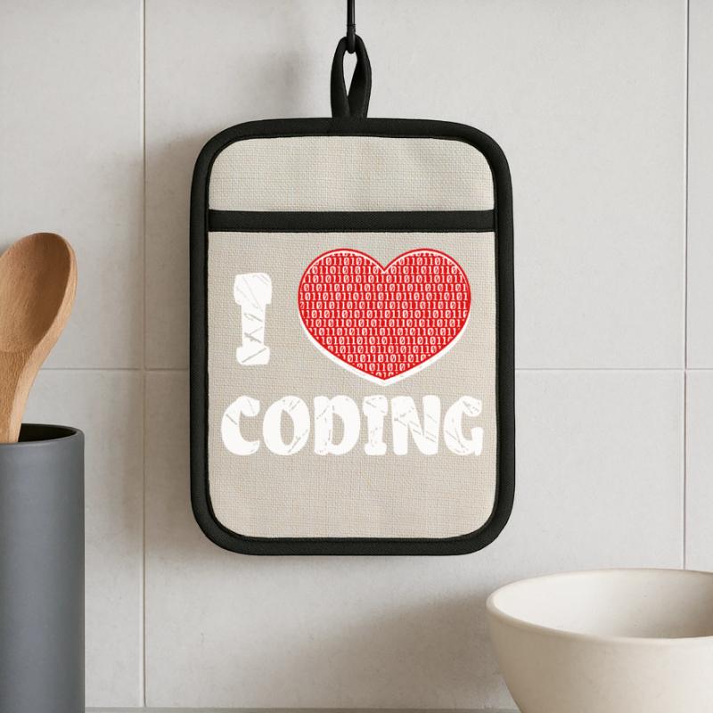 Developer Herz Coden Statement Programmierer Topflappen mit Gummirückseite