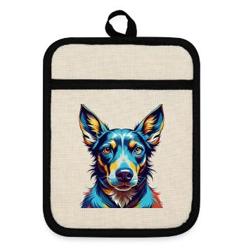 Andalusian Hound Dog Breed Colorful Cartoon Kawaii - Pot holders with rubber back - linen/black  - Front