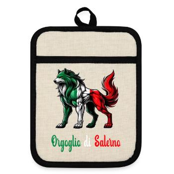 Drapeau de la fierté de Salerne (Italie) - Maniques avec dos en caoutchouc - lin/noir  - Devant