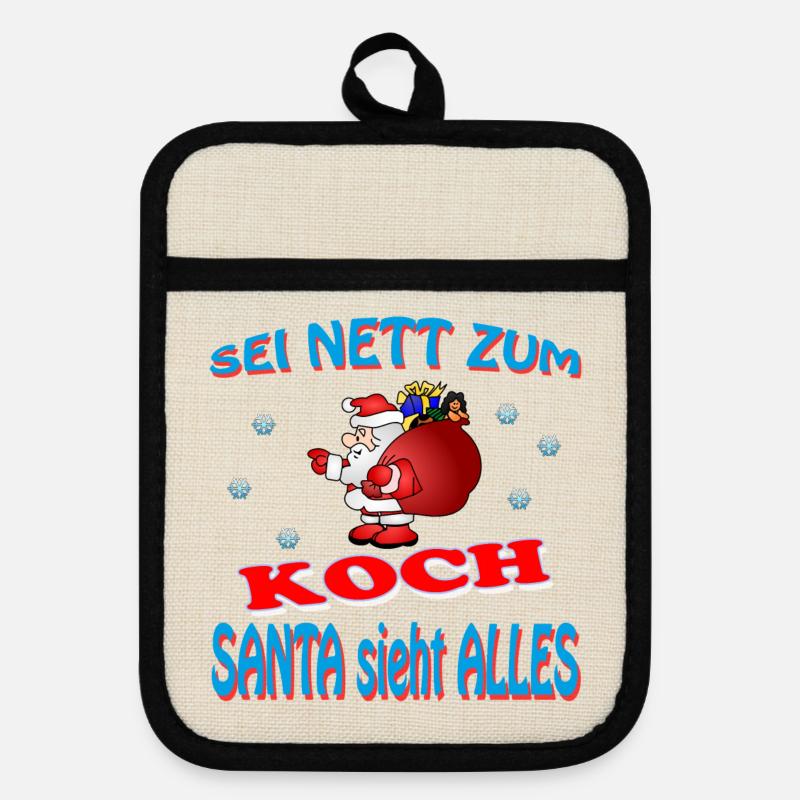 SANTA KOCH - Pot holders with rubber back - linen/black 