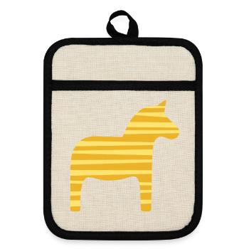 Dala Horse Stripes Suède Noël scandinave - Maniques avec dos en caoutchouc - lin/noir  - Devant
