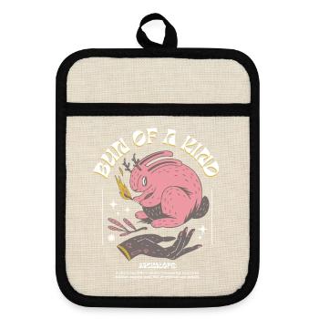 Mystical Jackalope – Unique & Magical - Pot holders with rubber back - linen/black  - Front