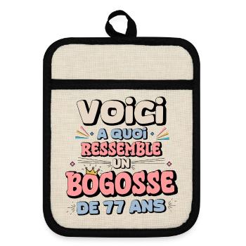 77th Birthday Humor - Pot holders with rubber back - linen/black  - Front