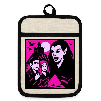 Vampire Countess - Pot holders with rubber back - linen/black  - Front