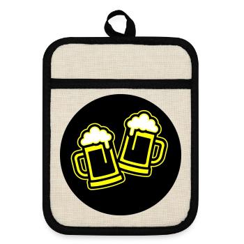 Toast à la bière symbole Chope à bière - Maniques avec dos en caoutchouc - lin/noir  - Devant