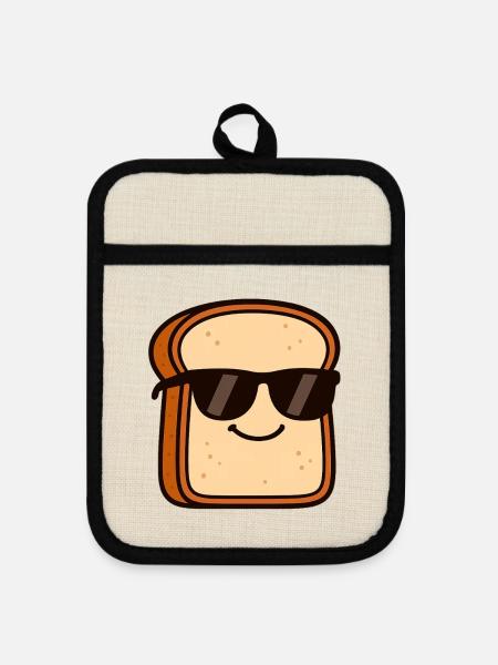 Cooles Brot mit Sonnenbrille - Topflappen mit Gummirückseite - Leinen/Schwarz 
