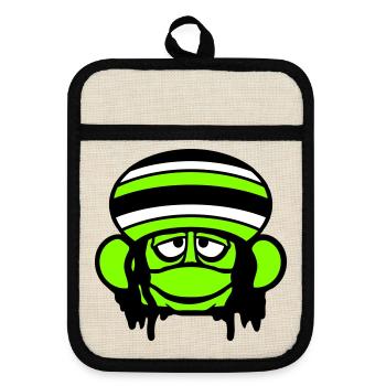 grenouille Reggae musique Rasta cheveux chapeau Jamaïque Fun - Maniques avec dos en caoutchouc - lin/noir  - Devant