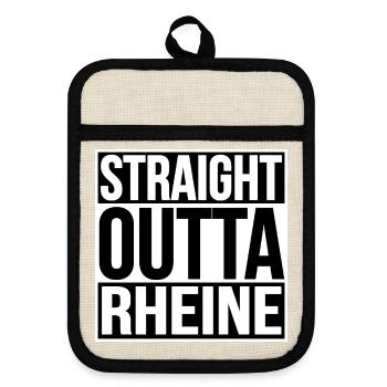 STRAIGHT OUTTA RHEINE - Pot holders with rubber back - linen/black  - Front