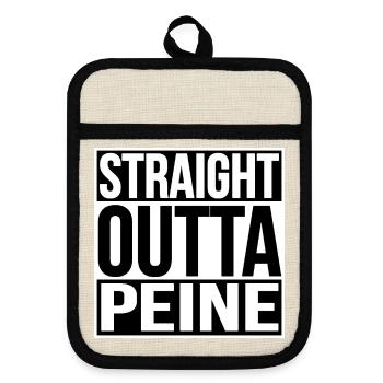 STRAIGHT OUTTA PEINE - Pot holders with rubber back - linen/black  - Front