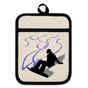 Snowboard - Pot holders with rubber back - linen/black  - Front