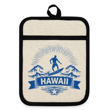 Hawaii Surfer Surfer sur Pacific Wave - Maniques avec dos en caoutchouc - lin/noir  - Devant