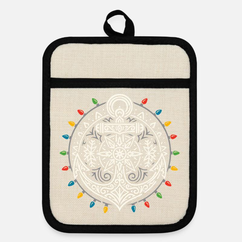 Ancre de Noël Maritime Mandala Lighty Light - Maniques avec dos en caoutchouc - lin/noir 