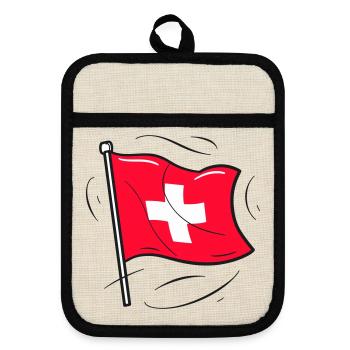 Drapeau suisse Patriot Design - Maniques avec dos en caoutchouc - lin/noir  - Devant