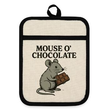 Mouse o'Chocolate Pun Mouse Chocolate - Pot holders with rubber back - linen/black  - Front