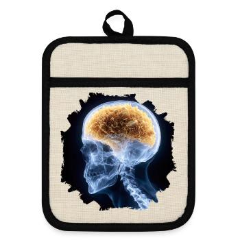 The other day at the X-ray - everything is fine - Pot holders with rubber back - linen/black  - Front